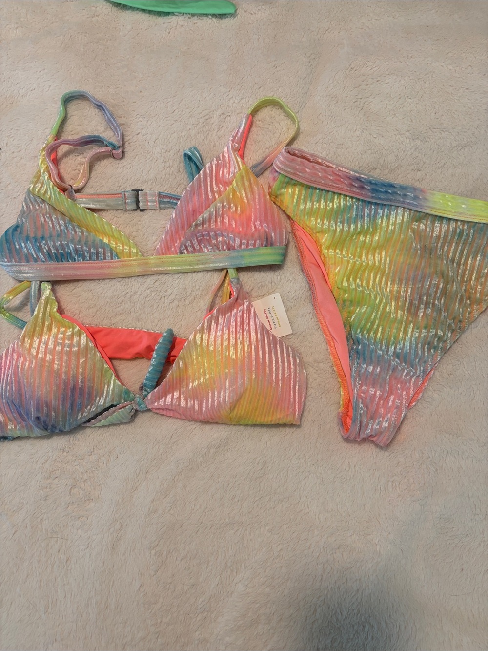 Dippin' Daisy's Pastel Rainbow Ribbed Bikini - Pink, Blue, Yellow, Green